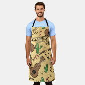 Country music seamless pattern with guitars, cacti schürze (Getragen)