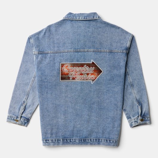 Country Music Sign Blue Womens Denim Jean Jacket Jeansjacke (Rückseite)