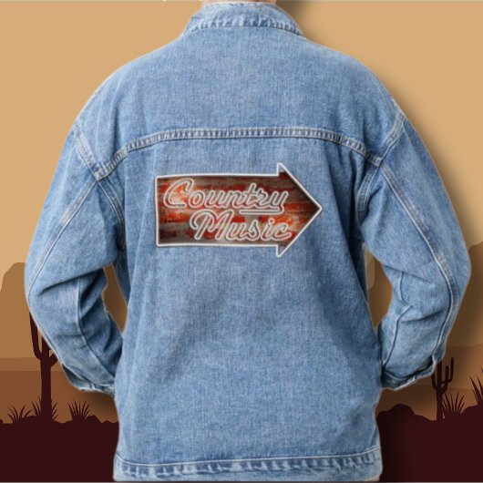 Country Music Sign Blue Womens Denim Jean Jacket Jeansjacke