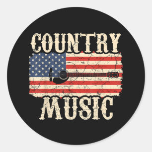 Country-Musik-Gitarre Amerikanische Flagge Geschen Runder Aufkleber