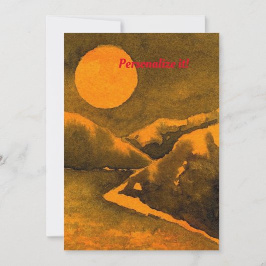 Country Nachtsee mit Jäger- oder Erntemond Einladung (Vorderseite)