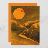 Country Nachtsee mit Jäger- oder Erntemond Einladung (Vorne/Hinten)