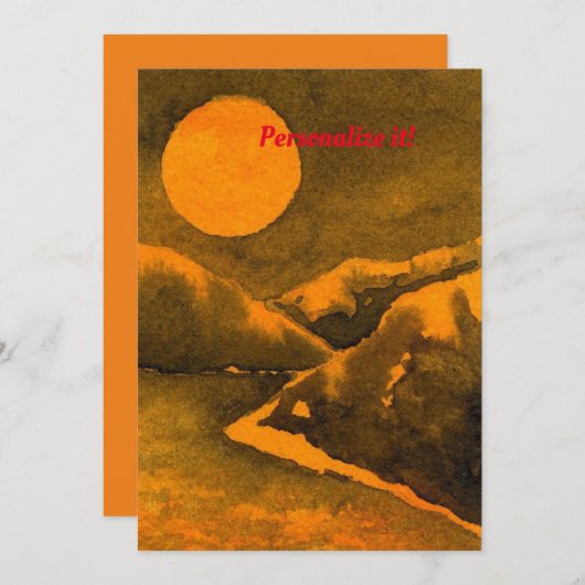 Country Nachtsee mit Jäger- oder Erntemond Einladung (Vorne/Hinten)