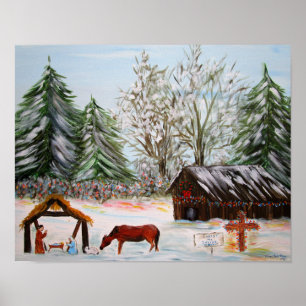 Country Nativity Weihnachtslandschaft Poster