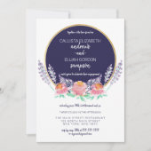 Country Navy Pink Lilac Wild Blume Engagment Einladung (Vorderseite)