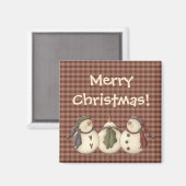 Country Nowel Snowmen Magnet (Vorderseite/Rückseite)