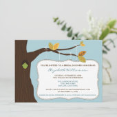 Country Oak Tree Bridal Dusche Einladung (blau) (Stehend Vorderseite)
