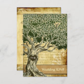 Country Oak Tree Vintage Wedding RSVP Cards (Vorne/Hinten)