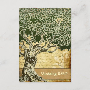 Country Oak Tree Vintage Wedding RSVP Cards Karte