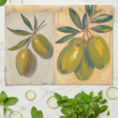 Country Olive Watercolor Kitchen– Cozy olive Geschirrtuch (Gefaltet)