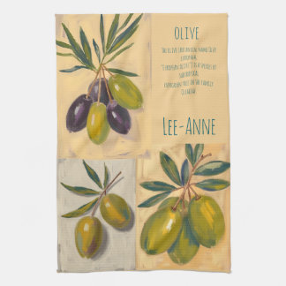 Country Olive Watercolor Kitchen– Cozy olive Geschirrtuch