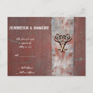 Country Painted Wood Skeleton Keys Wedding RSVP Einladungspostkarte