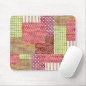 Country Patchwork Chic Pattern Quilblocks Mousepad (Mit Mouse)
