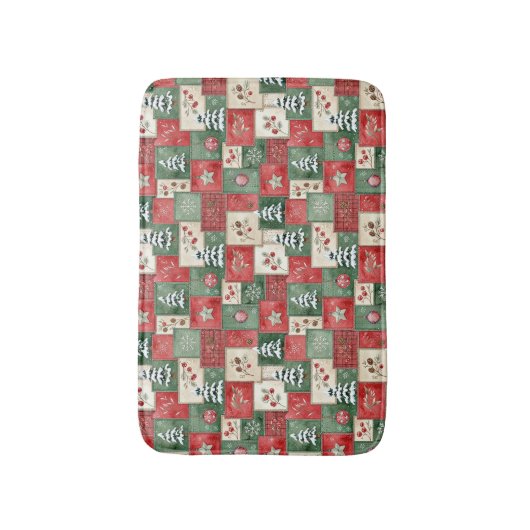 Country patchwork christmas pattern badematte (Vorderseite Vertikal)