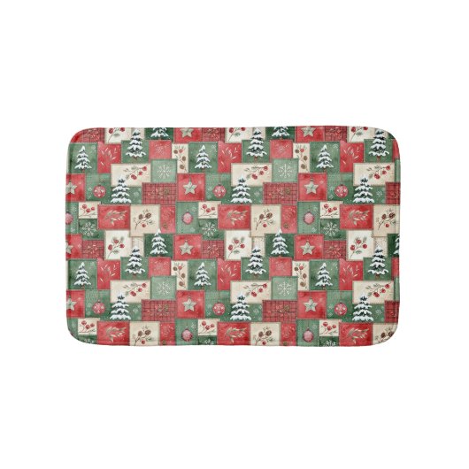 Country patchwork christmas pattern badematte (Vorderseite)