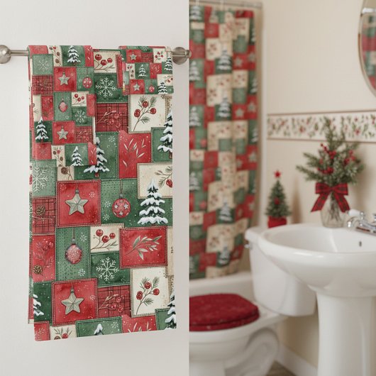 Country patchwork christmas pattern badhandtuch set