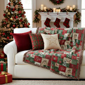 Country patchwork christmas pattern decke