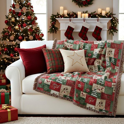 Country patchwork christmas pattern decke
