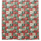 Country patchwork christmas pattern duschvorhang (Vorderseite)