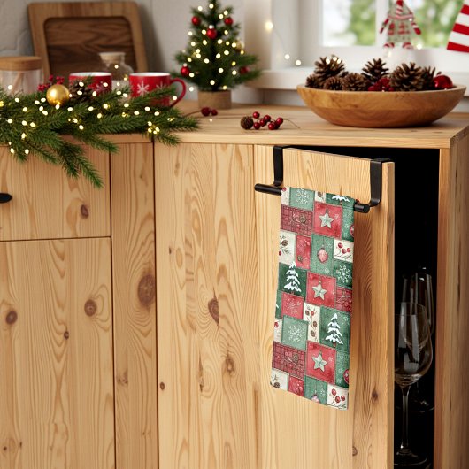 Country patchwork christmas pattern geschirrtuch