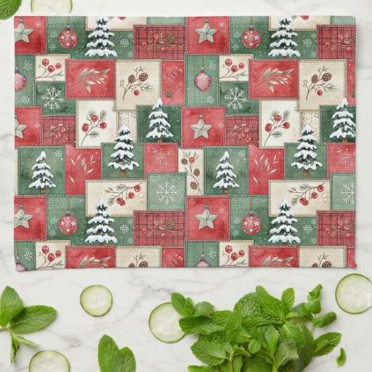 Country patchwork christmas pattern geschirrtuch (Gefaltet)