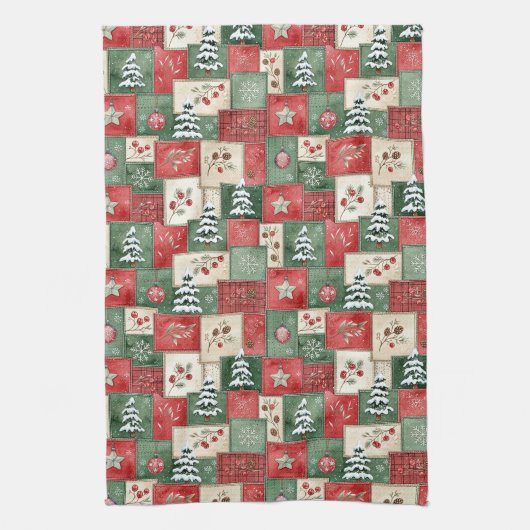 Country patchwork christmas pattern geschirrtuch (Vertikal)