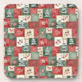 Country patchwork christmas pattern getränkeuntersetzer (Vorderseite)