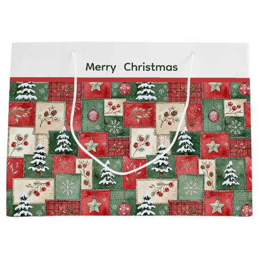Country patchwork christmas pattern große geschenktüte (Vorderseite)