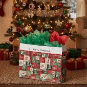 Country patchwork christmas pattern große geschenktüte