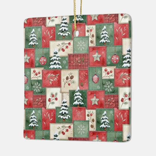 Country patchwork christmas pattern keramikornament (Links)