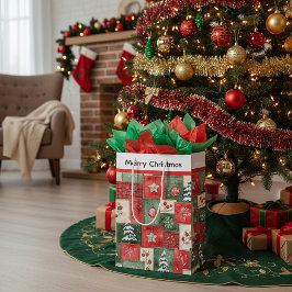 Country patchwork christmas pattern mittlere geschenktüte