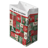 Country patchwork christmas pattern mittlere geschenktüte (Vorderseite Schrägansicht)