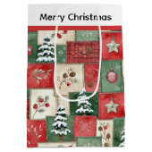 Country patchwork christmas pattern mittlere geschenktüte (Rückseite)