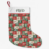 Country patchwork christmas pattern personalized kleiner weihnachtsstrumpf (Vorderseite)