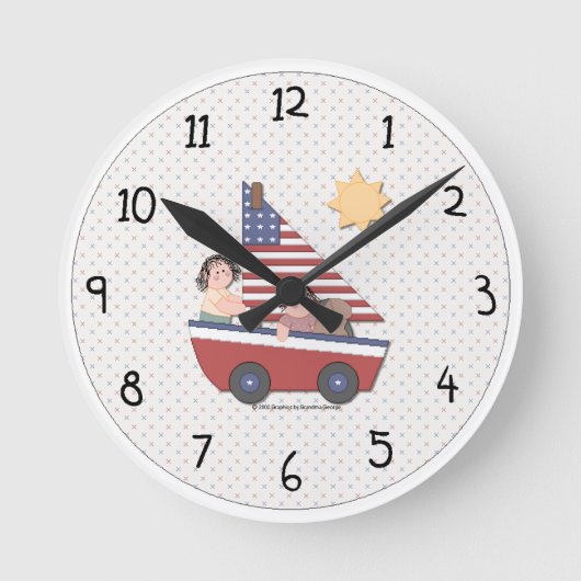 Country Patriotic Wall Clock Runde Wanduhr (Vorderseite)