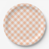 Country Peach Gingham Pappteller (Vorderseite)
