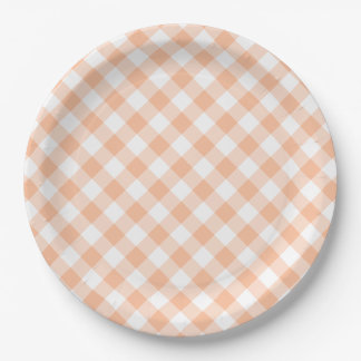 Country Peach Gingham Pappteller