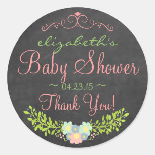 Country Peach Laurel Baby Dusche Runder Aufkleber