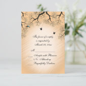 Country Peach Thema Hochzeit RSVP Karte (Stehend Vorderseite)