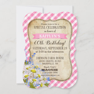 Country Picnic mit Daisy Bouquet Birthday Einladun Einladung