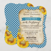 Country Picnic mit Sonnenblumen Birthday Invite Einladung (Vorne/Hinten)