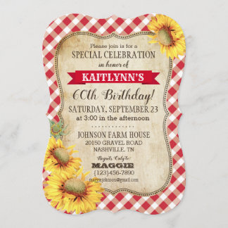 Country Picnic mit Sonnenblumen Birthday Invite Einladung