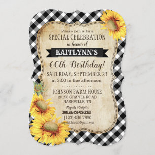 Country Picnic mit Sonnenblumen Birthday Invite Einladung