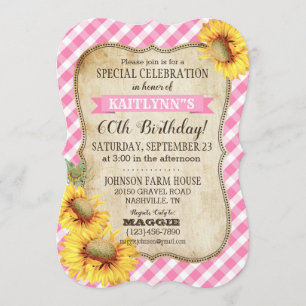 Country Picnic mit Sonnenblumen Birthday Invite Einladung