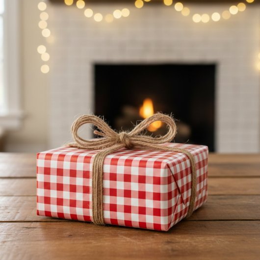 Country Picnic Red & White Gingham Checked Geschenkpapier