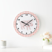 Country Pig Cartoon wall clock Große Wanduhr (Zuhause)
