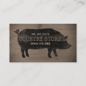 Country Pig Silhouette Rustikaler Stil Visitenkarte (Vorderseite)