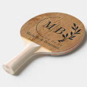 Country Pine Wood Leaf Wedding Monogram Tischtennis Schläger (Vorderseite)