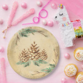 Country Pinecone Vintag Elegante Weinroute Mendris Pappteller (Party)