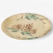 Country Pinecone Vintag Elegante Weinroute Mendris Pappteller (Schrägansicht)